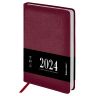 Ежедневник датированный 2024 А5 138х213 мм BRAUBERG "Impression", под кожу, бордовый, 115004