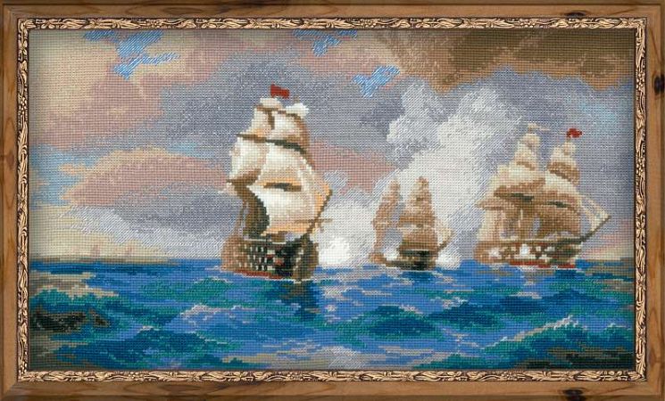 Набор для вышивания Риолис "Бриг «Меркурий», атакованный двумя турецкими кораблями" по мотивам картины И.Айвазовского 1154