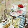 M843 Набор для вышивания РТО "Читающий кот в Париже"