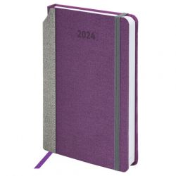 Ежедневник датированный 2024 А5 138x213 мм, BRAUBERG "Mosaic", под кожу, фиолетовый, 114905