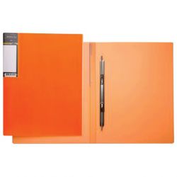 Папка с металлическим пружинным скоросшивателем HATBER HD, пластик, "Неоново-оранжевая", до 100 листов, 0,7 мм, AH4_02035, V160404