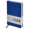 Ежедневник датированный 2024 А5 138х213 мм BRAUBERG "Pocket", под кожу, карман, держатель для ручки, синий, 114989