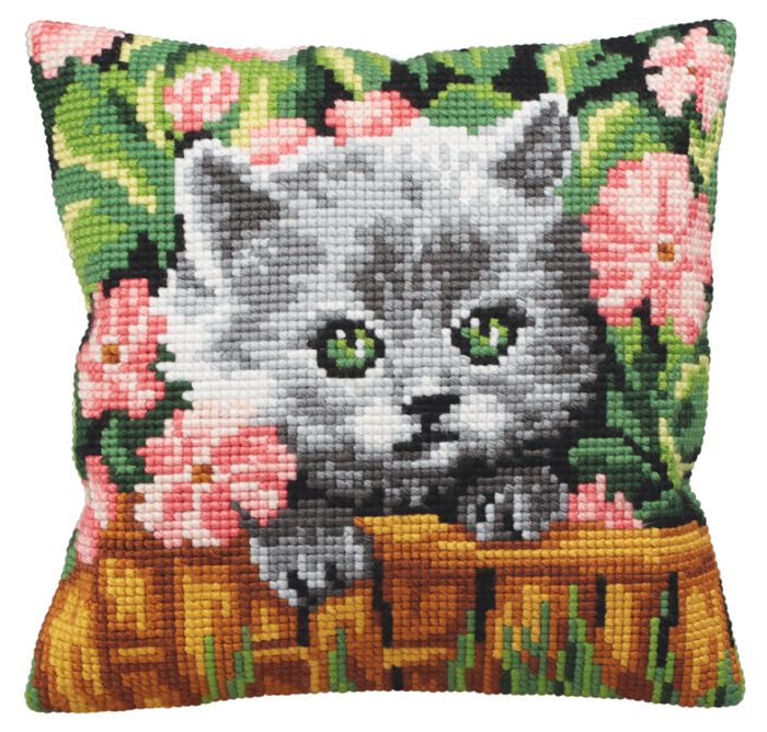 Набор для вышивания крестом Collection D'Art "Серый котенок" 5163