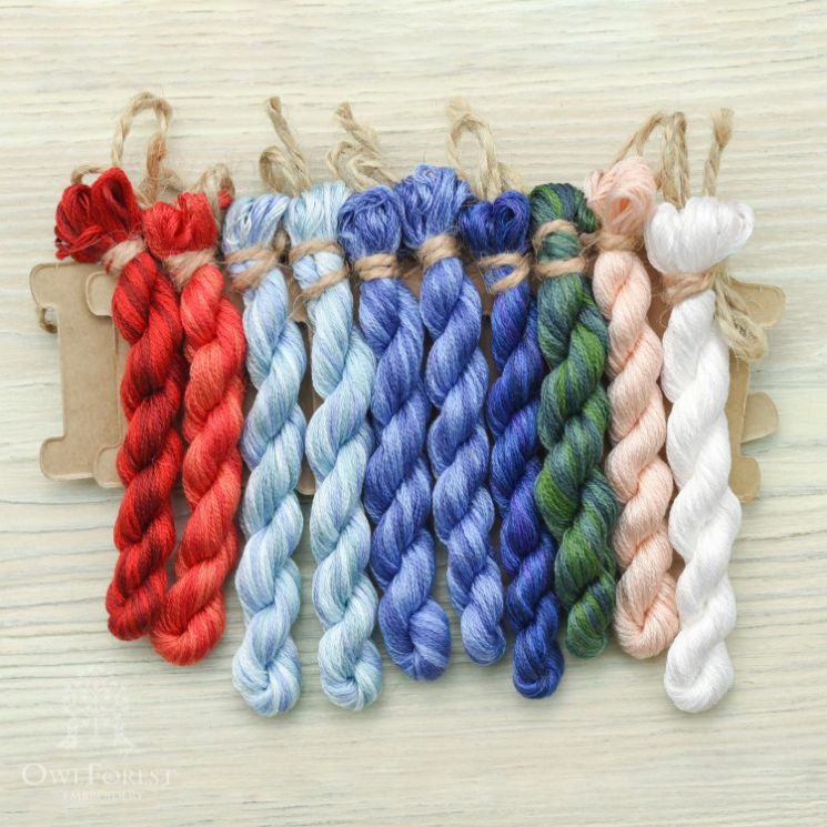  Набор ниток OwlForest для для схемы «Снегурочка» (DMC) 28 каунт в 3 нити НМул-Снгч-3283