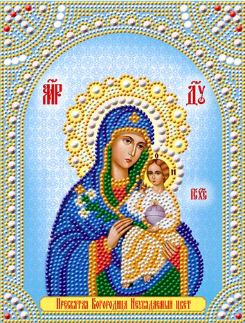 СИА4-114 Алмазная мозаика ТМ НАСЛЕДИЕ "Икона Богородицы Неувядаемый цвет"