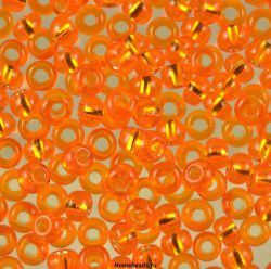 97000 Бисер апельсиновый прозрачный с серебряным центром (Preciosa)