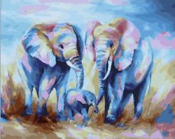 МСА353 Картина по номерам Paintboy "Семейство слонов"