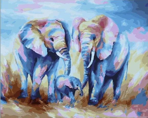  Картина по номерам Paintboy "Семейство слонов" МСА353