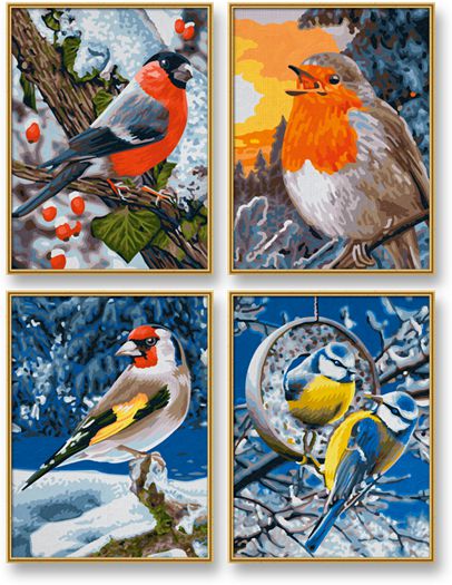 Картина по номерам Schipper "Птицы зимой" 4 шт 9340661